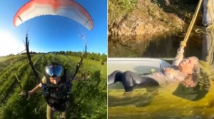 Homem de parapente enxerga mulher se afogando e salva sua vida: “Toda glória a Deus”